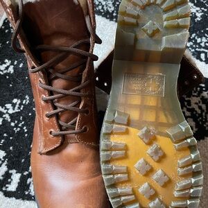 Brown Leather Lace-Up Boots